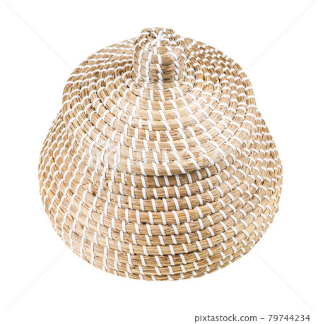 closed moroccan basket from seagrass isolated closed moroccan basket from seagrass isolated 79744234