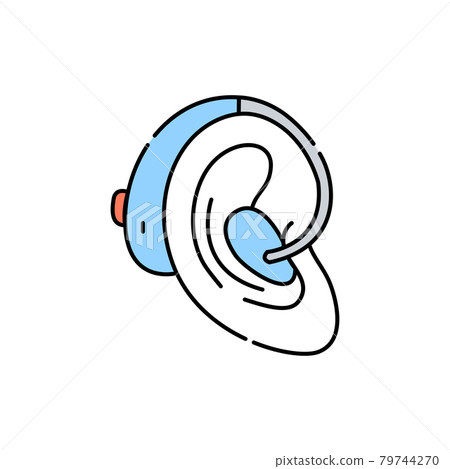 Hearing aid color line icon. Disability. Isolated vector element. 79744270