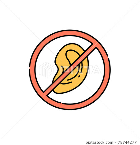 Loss hearing color line icon. Disability. Isolated vector element. Loss hearing color line icon. Disability. Isolated vector element. 79744277