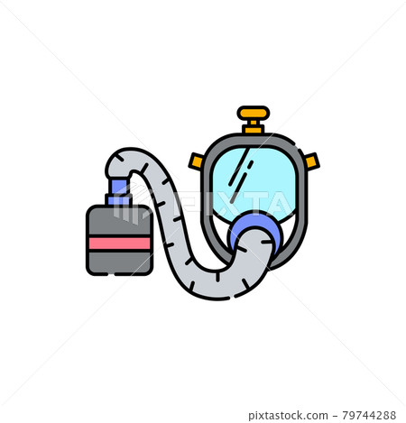 Oxygen mask color line icon. Disability. Isolated vector element. Oxygen mask color line icon. Disability. Isolated vector element. 79744288