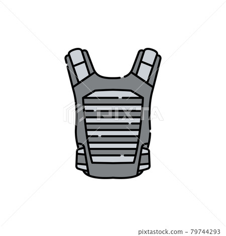 Bulletproof vest color line icon. Disability. Isolated vector element. Bulletproof vest color line icon. Disability. Isolated vector element. 79744293