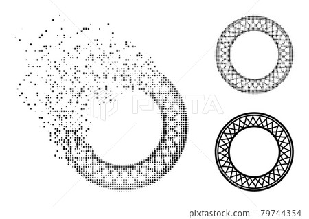 Dispersed and Halftone Dot Guilloche Donut Pattern Glyph 79744354
