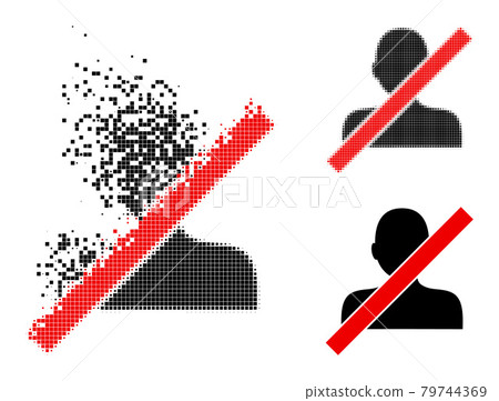 Decomposed and Halftone Pixelated Closed Man Glyph 79744369