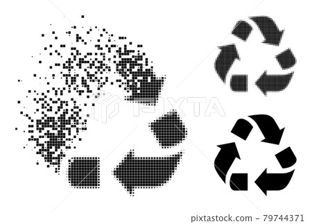 Disintegrating and Halftone Dot Recycle Glyph Disintegrating and Halftone Dot Recycle Glyph 79744371