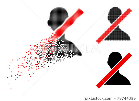 Damaged and Halftone Pixel Closed User Icon 79744389