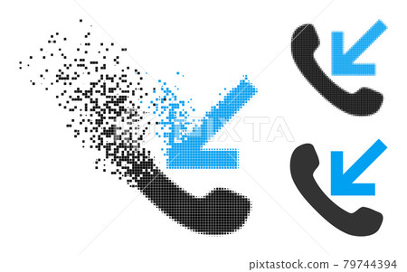 Dispersed and Halftone Pixel Incoming Call Glyph Dispersed and Halftone Pixel Incoming Call Glyph 79744394