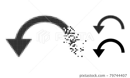 Dissipated and Halftone Pixelated Rotate Ccw Glyph 79744407