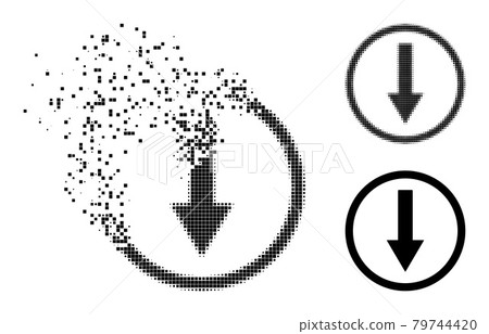 Broken and Halftone Dot Down Rounded Arrow Glyph Broken and Halftone Dot Down Rounded Arrow Glyph 79744420