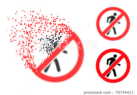 Fractured and Halftone Pixelated No Pedestrian Walking Glyph Fractured and Halftone Pixelated No Pedestrian Walking Glyph 79744421