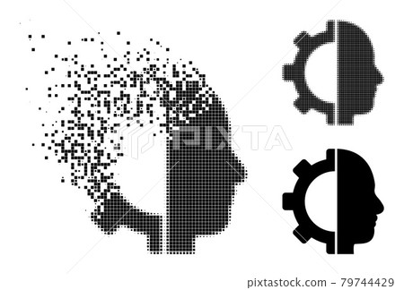 Dissipated and Halftone Pixelated Cyborg Gear Glyph Dissipated and Halftone Pixelated Cyborg Gear Glyph 79744429