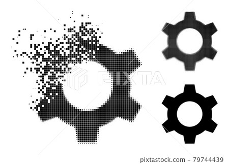 Dust and Halftone Pixelated Cog Glyph Dust and Halftone Pixelated Cog Glyph 79744439