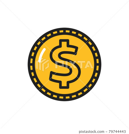 Coin line icon. Isolated vector element. Coin line icon. Isolated vector element. 79744443
