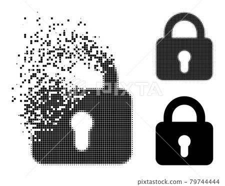 Dispersed and Halftone Pixel Lock Icon Dispersed and Halftone Pixel Lock Icon 79744444