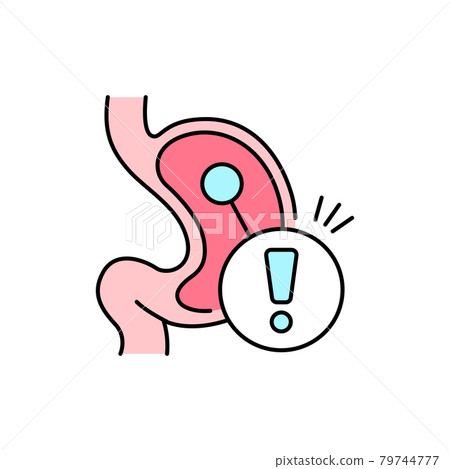Gastritis olor line icon. Gastroesophageal reflux disease. Pictogram for web page, mobile app, promo. 79744777