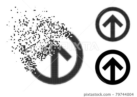 Burst and Halftone Pixelated Direction Up Icon 79744804