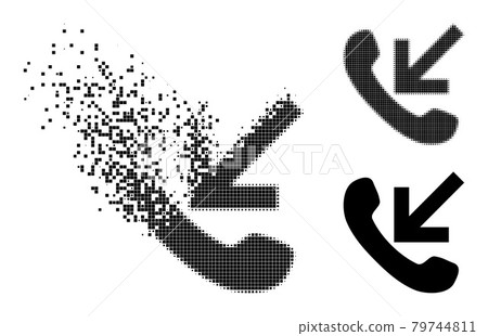 Dissolved and Halftone Pixel Incoming Call Glyph Dissolved and Halftone Pixel Incoming Call Glyph 79744811