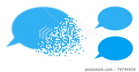Broken and Halftone Dot Message Cloud Icon Broken and Halftone Dot Message Cloud Icon 79744856