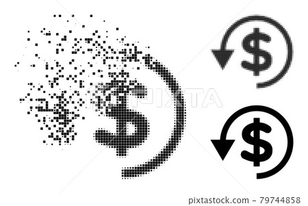 Disappearing and Halftone Pixelated Chargeback Icon Disappearing and Halftone Pixelated Chargeback Icon 79744858