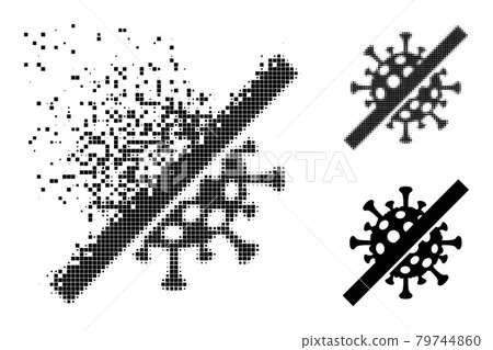Dissipated and Halftone Dotted No Covid Virus Glyph Dissipated and Halftone Dotted No Covid Virus Glyph 79744860