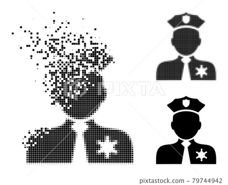 Damaged and Halftone Dot Police Person Glyph 79744942