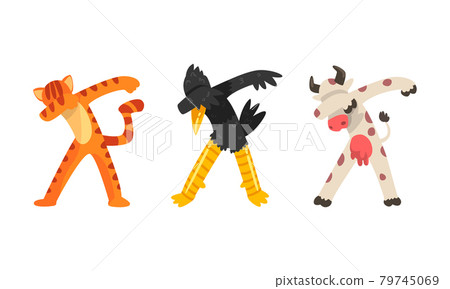 Animals Standing in Dub Dance Pose Set, Tiger, Crow, Cow Doing Dabbing Cartoon Vector Illustration Animals Standing in Dub Dance Pose Set, Tiger, Crow, Cow Doing Dabbing Cartoon Vector Illustration 79745069