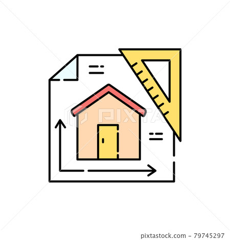 Project House Icon Architectural project house color line icon.... - Stock Illustration ...