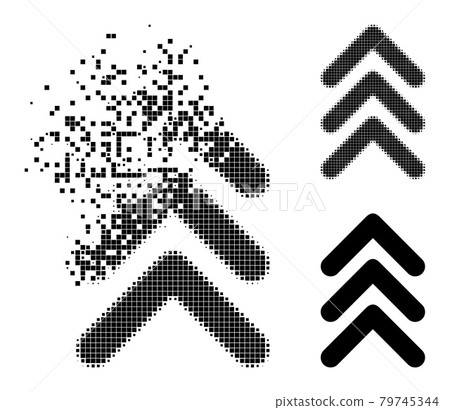 Disintegrating and Halftone Pixel Triple Arrowhead Up Glyph Disintegrating and Halftone Pixel Triple Arrowhead Up Glyph 79745344