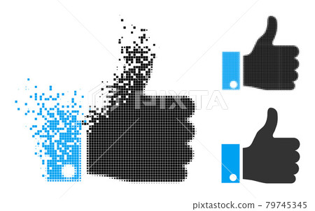 Dispersed and Halftone Dot Thumb Up Glyph Dispersed and Halftone Dot Thumb Up Glyph 79745345