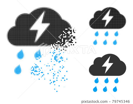 Erosion and Halftone Pixelated Thunderstorm Glyph Erosion and Halftone Pixelated Thunderstorm Glyph 79745346