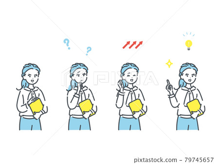 Illustration material of various facial expressions of casual business person 79745657