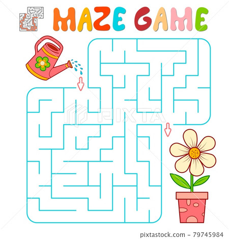 Maze puzzle game for children. Maze or labyrinth game with flower. Maze puzzle game for children. Maze or labyrinth game with flower. 79745984