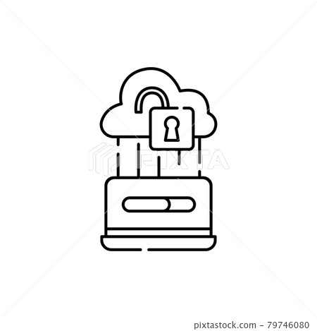 Cloud hacking olor line icon. Pictogram for web page, mobile app, promo. 79746080