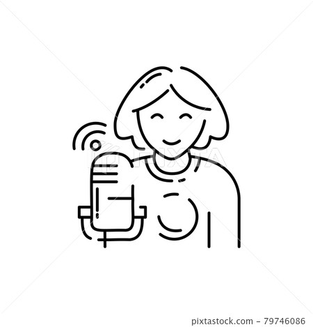 Sound recording asmr color line icon. Eating show. Autonomous sensory meridian response, sound waves as a symbol of enjoying sounds. Editable stroke. Sound recording asmr color line icon. Eating show. Autonomous sensory meridian response, sound waves as a symbol of enjoying sounds. Editable stroke. 79746086