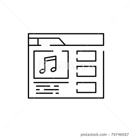 Playing video on site color line icon. Autonomous sensory meridian response, sound waves as a symbol of enjoying sounds. Editable stroke. Playing video on site color line icon. Autonomous sensory meridian response, sound waves as a symbol of enjoying sounds. Editable stroke. 79746087