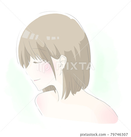 Female profile anime style bob hair 79746307