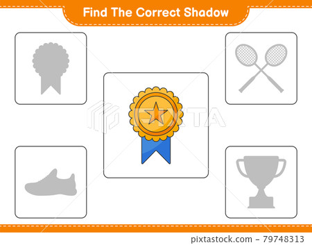 Find the correct shadow. Find and match the correct shadow of Trophy. Educational children game, printable worksheet, vector illustration 79748313