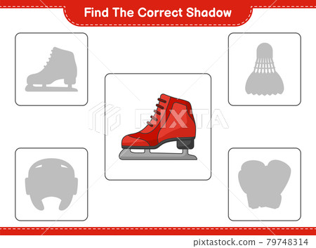Find the correct shadow. Find and match the correct shadow of Ice Skates. Educational children game, printable worksheet, vector illustration Find the correct shadow. Find and match the correct shadow of Ice Skates. Educational children game, printable worksheet, vector illustration 79748314