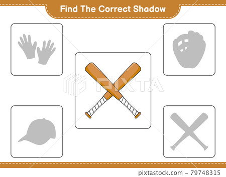 Find the correct shadow. Find and match the correct shadow of Baseball Bat. Educational children game, printable worksheet, vector illustration Find the correct shadow. Find and match the correct shadow of Baseball Bat. Educational children game, printable worksheet, vector illustration 79748315