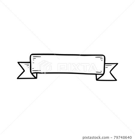 Ribbon banner element. Doodle sketch Ribbon banner element. Doodle sketch 79748640