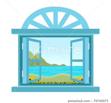 窗外的景色,藍天和大海,夏日的風景 窗外的景色,藍天和大海,夏日的風景 79748975