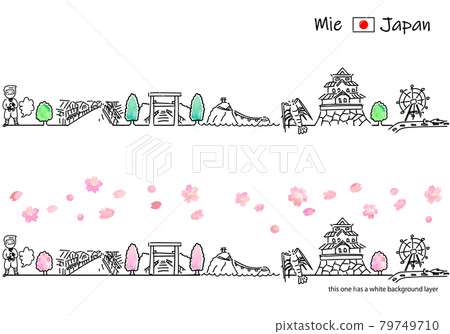 三重縣春季城市景觀簡筆劃組 三重縣春季城市景觀簡筆劃組 79749710