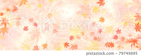 Horizontal background illustration of autumn leaves and waterside Horizontal background illustration of autumn leaves and waterside 79749895