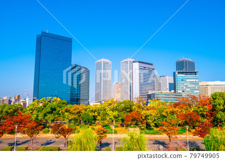 Osaka Castle Park and Osaka Business Park in autumn 79749905