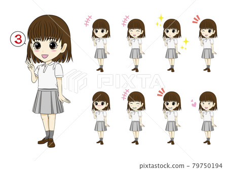 Three-finger girl facial expression difference Three-finger girl facial expression difference 79750194