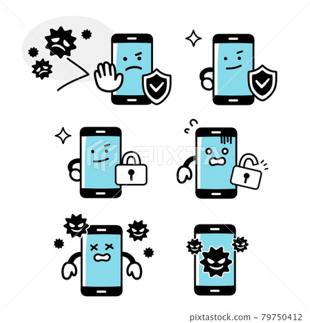 與智能手機字符安全相關的面部表情集 79750412