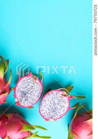 Dragon fruit or pitaya on color background with copy space, Tropical fruit 79750728