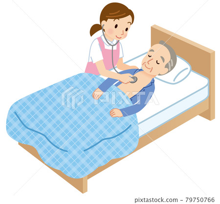 Elderly and caregiver stethoscope - Stock Illustration [79750766] - PIXTA