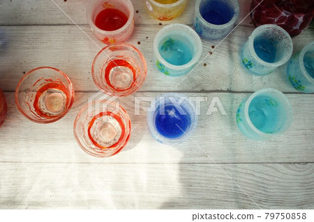 Arranged colorful glasses Arranged colorful glasses 79750858