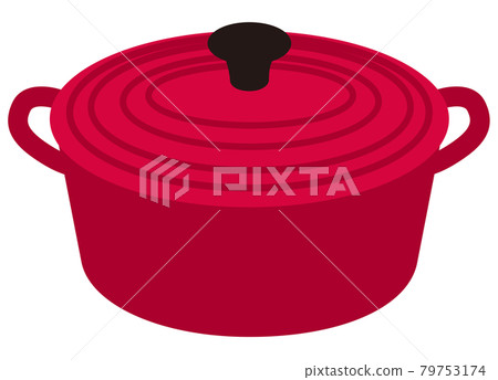 One red two-handed pan with a lid One red two-handed pan with a lid 79753174