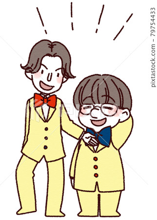 Two men with comics 79754433